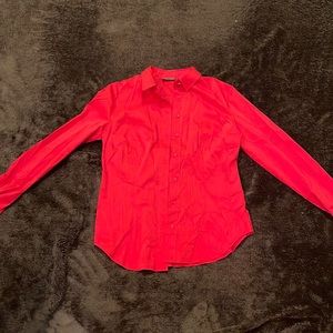 Red shirt size small button up collar cotton shirt.